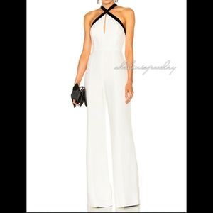 Alexis white and black halter Jumpsuit